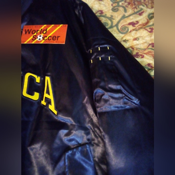 America Soccer Football Reverseable Satin Varsity Team Jacket Coat Men's L Blue - Picture 5 of 15